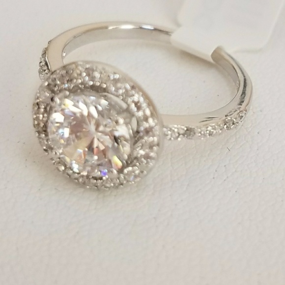 14k white gold plated Engagement Ring sizes 5 6 7 8 9 10 - Picture 3 of 8